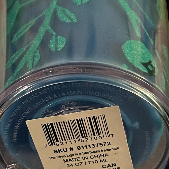 🆕 Starbucks Holiday Flower 24oz Glitter Blue/Green Color Changing Tumbler Cup - Picture 3 of 4